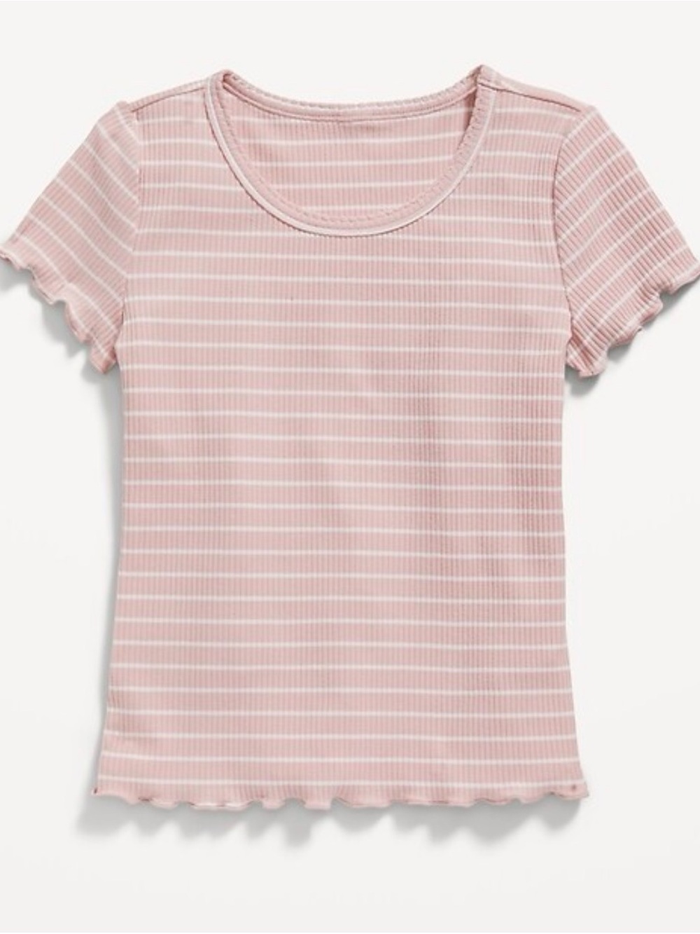 Old Navy Pink & White Striped Ribbed Tee